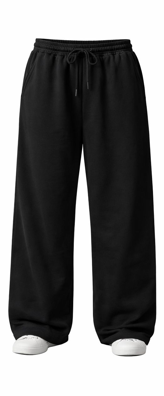 Men’s Black Baggy Track Pants – Relaxed Wide Leg Fit - Image 4